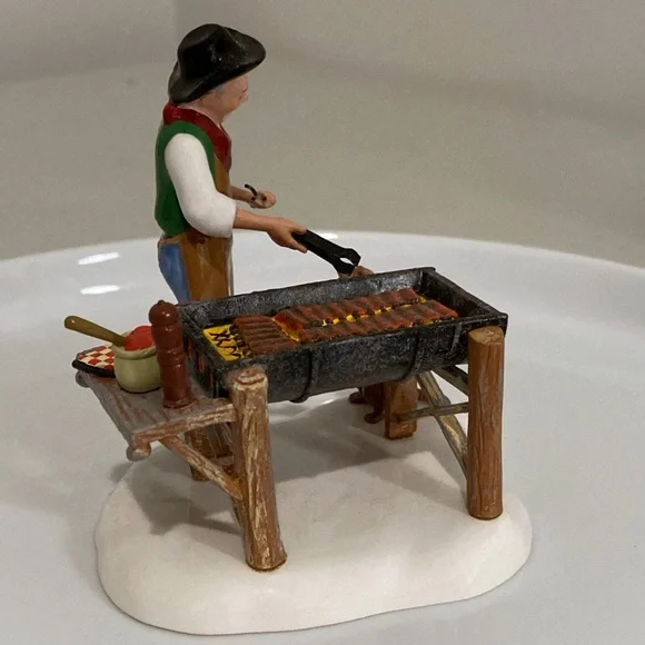 NFS Dept 56 The Backyard Patio & Grill Master and Friend, 3pc Lot- Snow Village - Picture 10 of 12